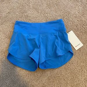 NWT Lululemon speed ups size 4 4” blue Nile